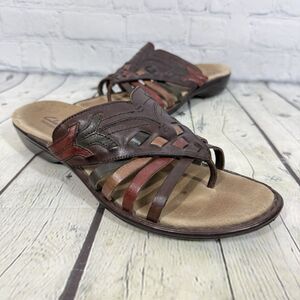 Clarks Sandals Women's Size 10 Bendables Leather Slip On Casual Boho Shoes